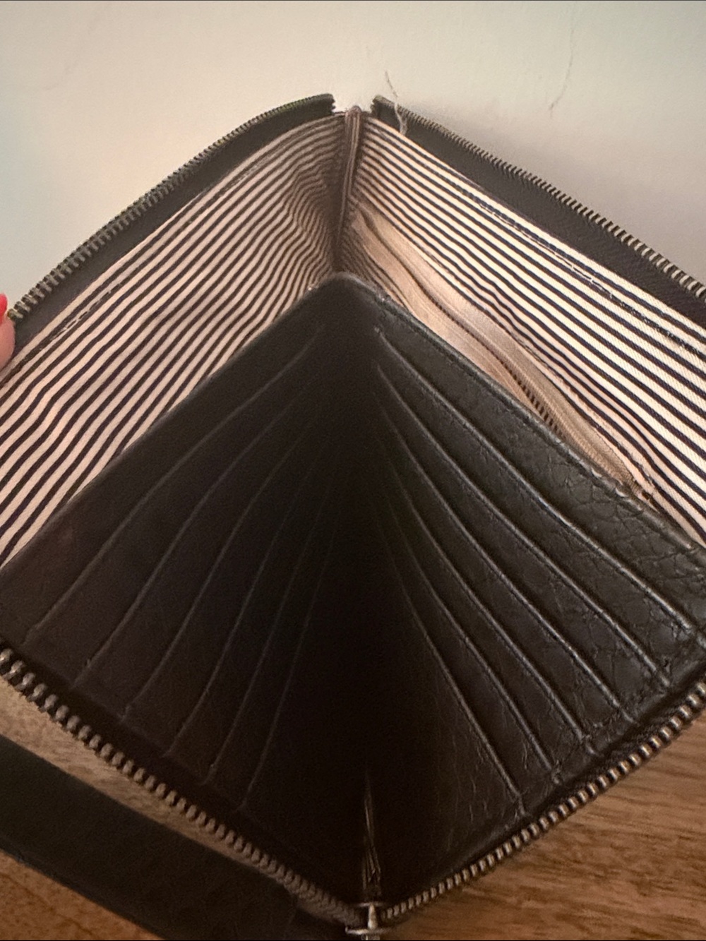 Joy Susan Black Textured Leather Wristlet Clutch